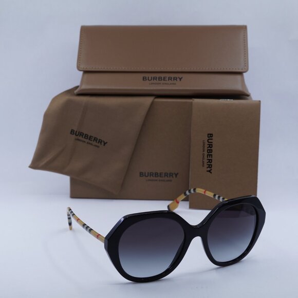 Burberry BE4375 38538G Square Sunglasses - Black/Check Brown/Grey main image 9